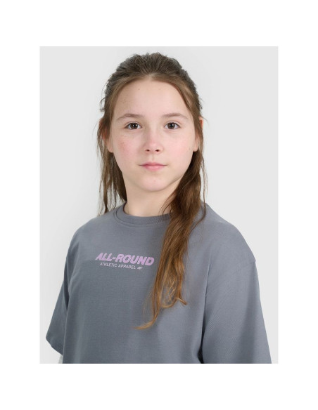 T-shirt oversize z nadrukiem dziewczęcy 4f 4fjwaw25ttshf2387-23s