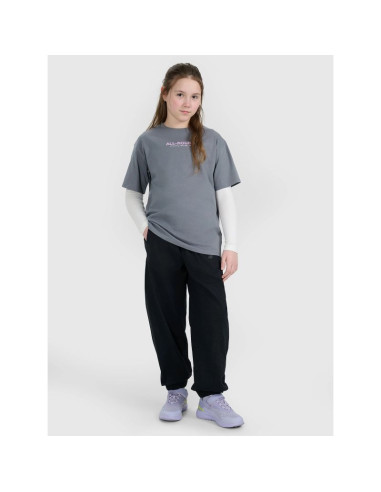 T-shirt oversize z nadrukiem dziewczęcy 4f 4fjwaw25ttshf2387-23s
