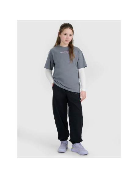 T-shirt oversize z nadrukiem dziewczęcy 4f 4fjwaw25ttshf2387-23s