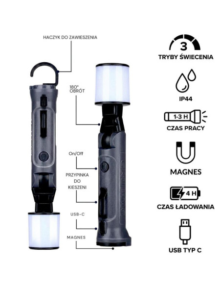 Latarka turystyczna led grundig 1200mah
