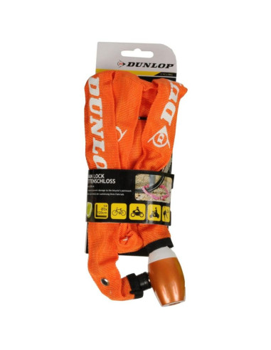 Zapięcie rowerowe dunlop łańcuch na zamek dł.120cm pomarańczowe