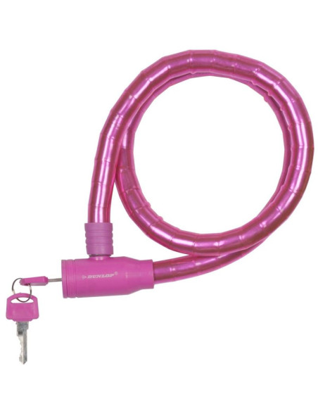 Zapięcie rowerowe spiralne na klucz wąż 18mmx80cm dunlop różowe