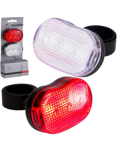 Zestaw lamp rowerowych led przód i tył 3led xqmax