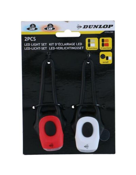 Zestaw silikonowych lamp rowerowych led przód i tył dunlop pro