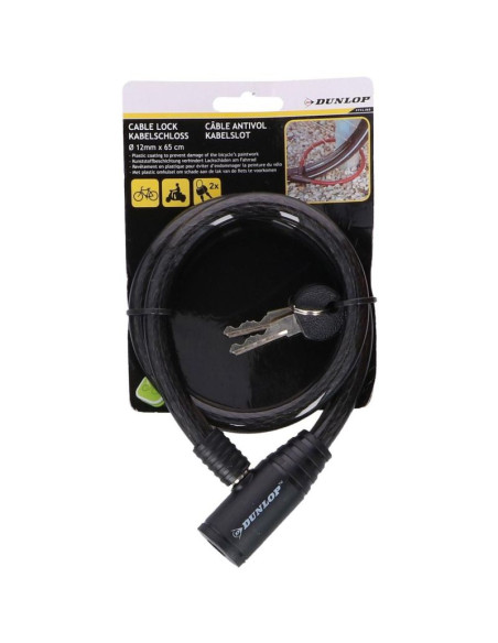 Zapięcie rowerowe spiralne na klucz 1.2x65cm czarne dunlop