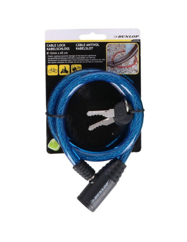 Zapięcie rowerowe spiralne na klucz 1.2x65cm niebieskie dunlop
