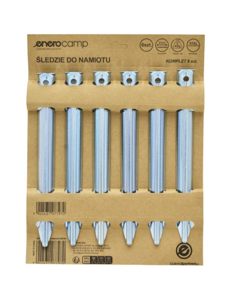 Śledzie szpilki do namiotu 20.5cm kpl.6szt metalowe enero camp