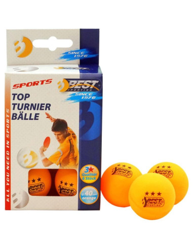 Piłeczki do tenisa stołowego best sporting tournament 3 gwiazdki 6szt pomarańczowe