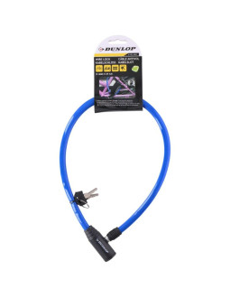 Zapięcie rowerowe linka zamek 0.4x65cm niebieskie dunlop 2