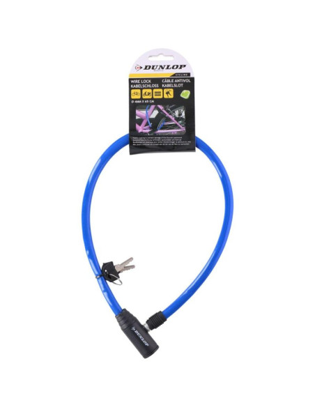 Zapięcie rowerowe linka zamek 0.4x65cm niebieskie dunlop