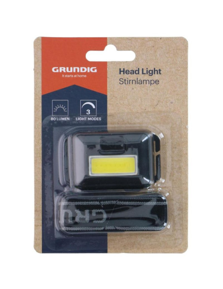 Latarka czołowa turystyczna led cob grundig - czarny