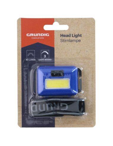 Latarka czołowa turystyczna led cob grundig - niebieski