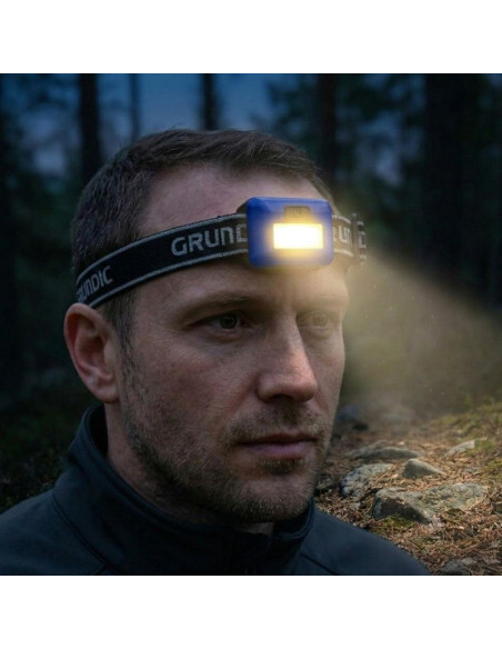Latarka czołowa turystyczna led cob grundig - niebieski
