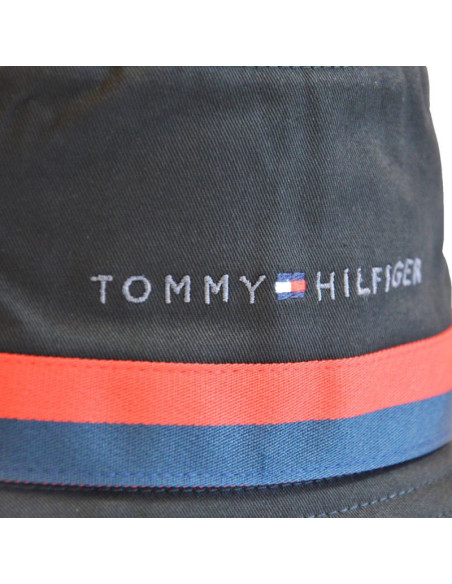Kapelusz tommy hilfiger established tape bucket czarny - am0am08271-0gj