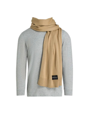 Szalik zimowy calvin klein ck logo brązowy - lz04d8081g-pf2