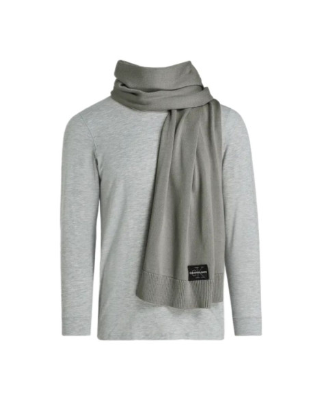 Szalik zimowy calvin klein ck logo szary - lz04d8081g-pze