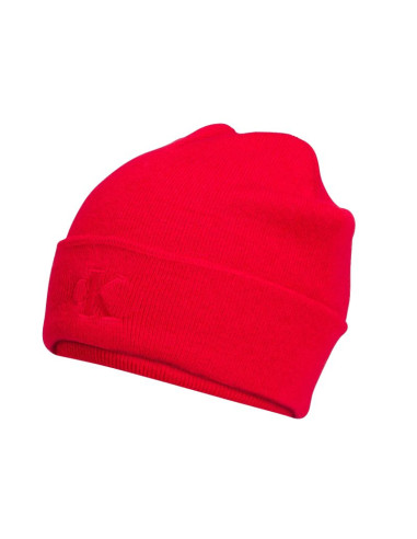 Czapka zimowa calvin klein ck logo beanie czerwona - lz04d8076g-vmt