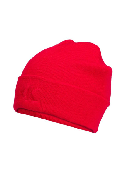 Czapka zimowa calvin klein ck logo beanie czerwona - lz04d8076g-vmt