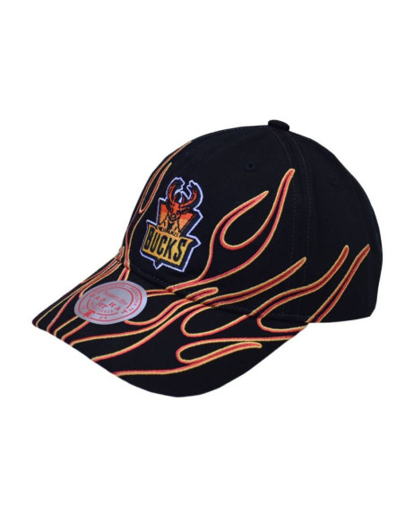 Czapka z daszkiem mitchell & ness nba milwaukee bucks flamez strapback - 6luxmm20018 cbublck