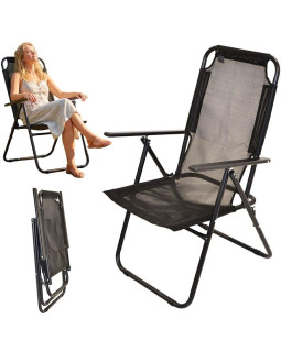 Krzesło turystyczne z podłokietnikami 61x66x65-108cm składane czarne enero camp 2