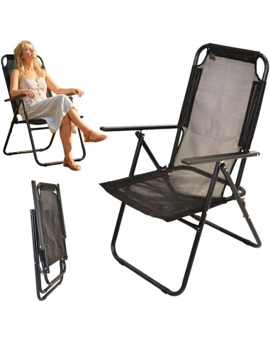 Krzesło turystyczne z podłokietnikami 61x66x65-108cm składane czarne enero camp