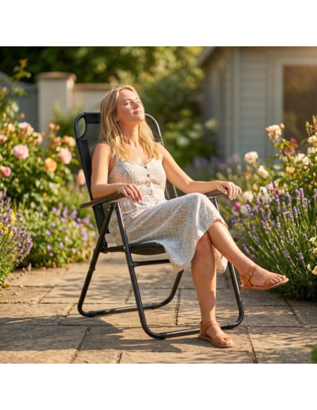 Krzesło turystyczne z podłokietnikami 61x66x65-108cm składane czarne enero camp