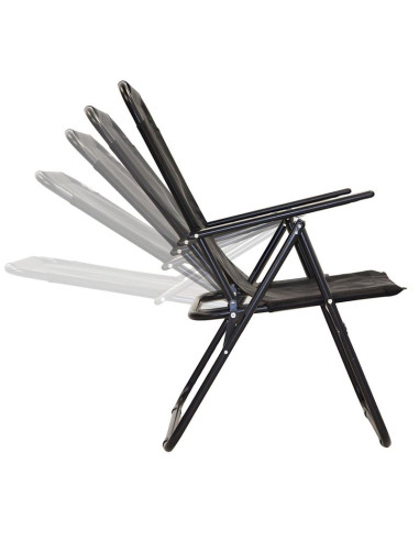 Krzesło turystyczne z podłokietnikami 61x66x65-108cm składane czarne enero camp
