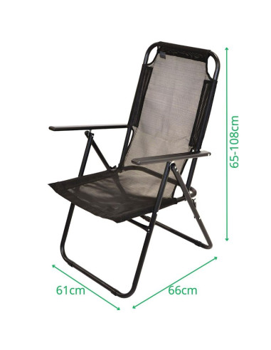 Krzesło turystyczne z podłokietnikami 61x66x65-108cm składane czarne enero camp