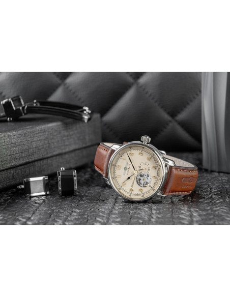 Zegarek męski zeppelin mediterranee open heart automatic 9666-5 + box