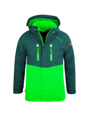 Kurtka wodoodporna 3w1 dziecięca dla chłopca/dziewczynki trollkids kids bryggen 3in1 jacket zielony (418-308)