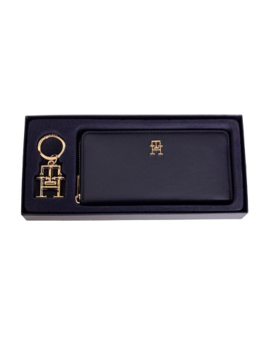 Portfel damski tommy hilfiger iconic gp wallet keyfob z brelokiem na prezent - aw0aw14004-dw6