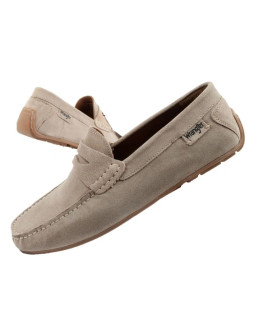 Wrangler buty męskie półbuty mokasyny maifield suede skóra naturalna beżowe