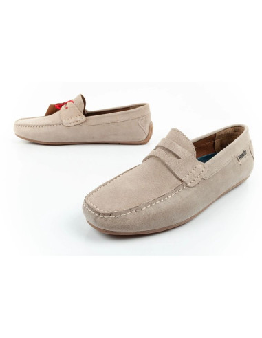 Wrangler buty męskie półbuty mokasyny maifield suede skóra naturalna beżowe