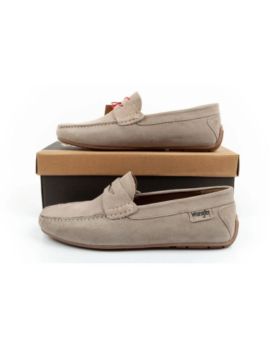 Wrangler buty męskie półbuty mokasyny maifield suede skóra naturalna beżowe