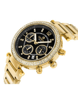 Zegarek damski giewont sapphire złoto czarny gw3380-b3 2