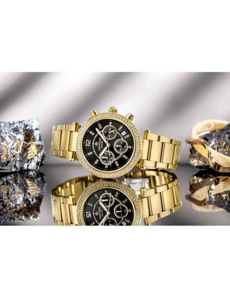 Zegarek damski giewont sapphire złoto czarny gw3380-b3