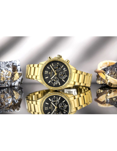 Zegarek damski giewont sapphire złoto czarny gw3670-b3