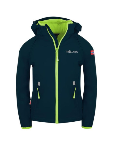 Trollkids kids rondane zip off jacket xt navy/lime (819-100)