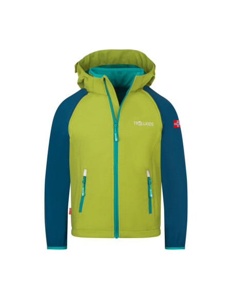 Kurtka trollkids rondane zip off xt softshell zielony gruszkowy/niebieski madeirowski/zielony morski (819-360)