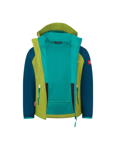 Kurtka trollkids rondane zip off xt softshell zielony gruszkowy/niebieski madeirowski/zielony morski (819-360)