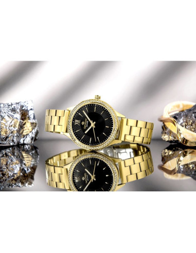 Zegarek damski giewont sapphire złoto czarny gw1140-b4