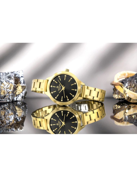 Zegarek damski giewont sapphire złoto czarny gw2720-b3