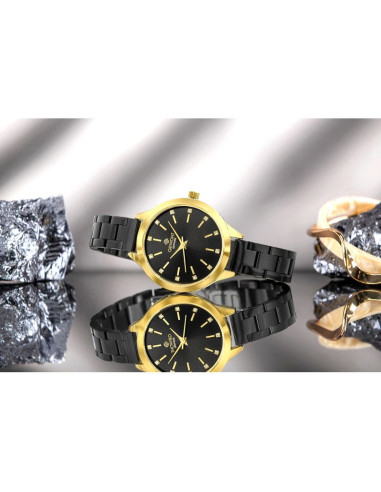 Zegarek damski giewont sapphire złoto czarny gw2720-b4