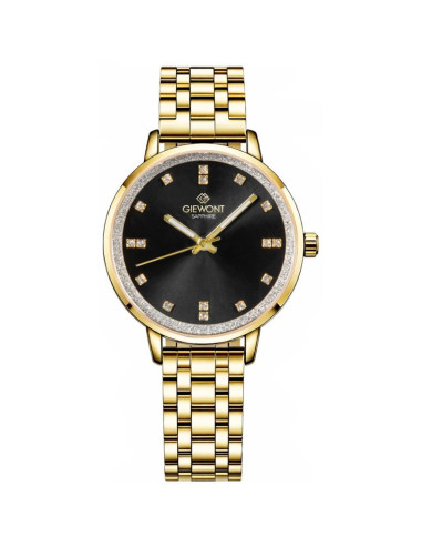 Zegarek damski giewont sapphire złoto czarny gw7370-b4