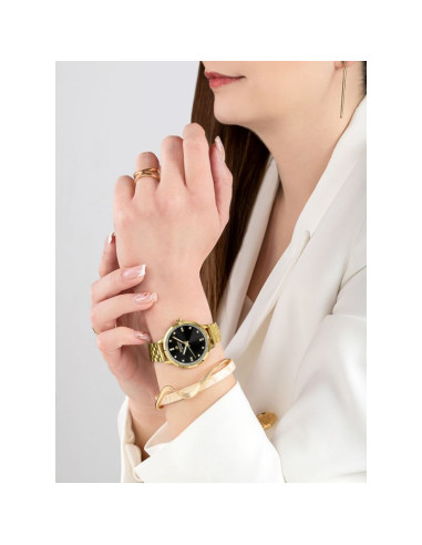 Zegarek damski giewont sapphire złoto czarny gw7370-b4