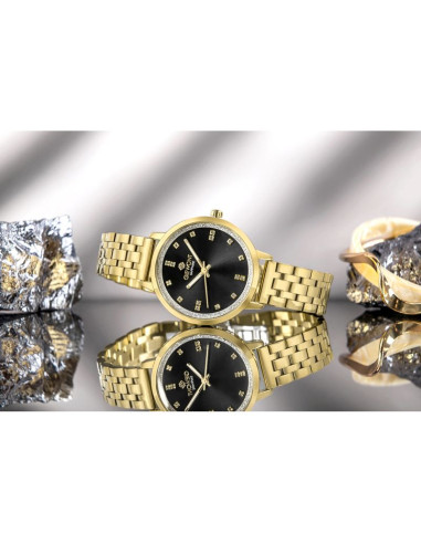 Zegarek damski giewont sapphire złoto czarny gw7370-b4