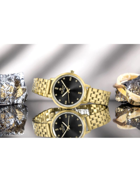 Zegarek damski giewont sapphire złoto czarny gw7370-b4