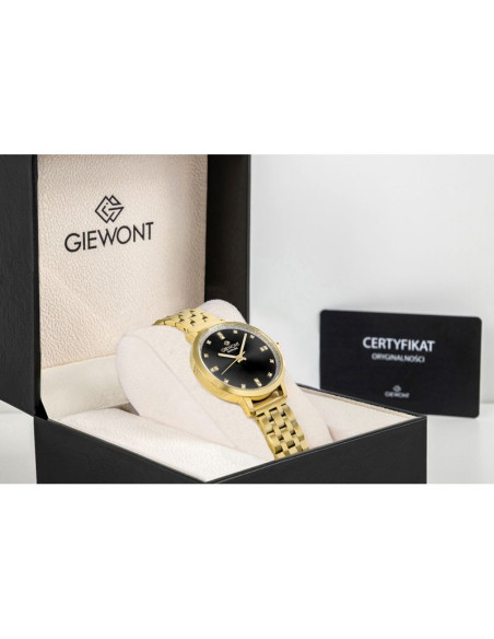 Zegarek damski giewont sapphire złoto czarny gw7370-b4
