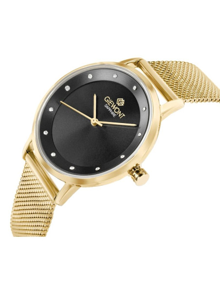 Zegarek damski giewont sapphire złoto czarny gw4130-b3