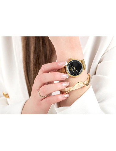 Zegarek damski giewont sapphire złoto czarny gw4130-b3